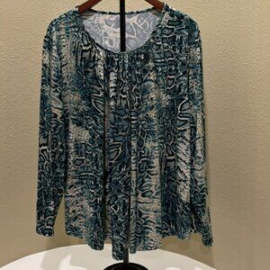 💚 Pevrl Woman's Long Sleeves Tunic Snakeskin Design Size 4XL